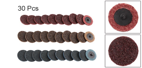 30 Pcs 2″ Coarse Medium Fine Grit Scour Sanding Discs Nylon Lock Surface for Car