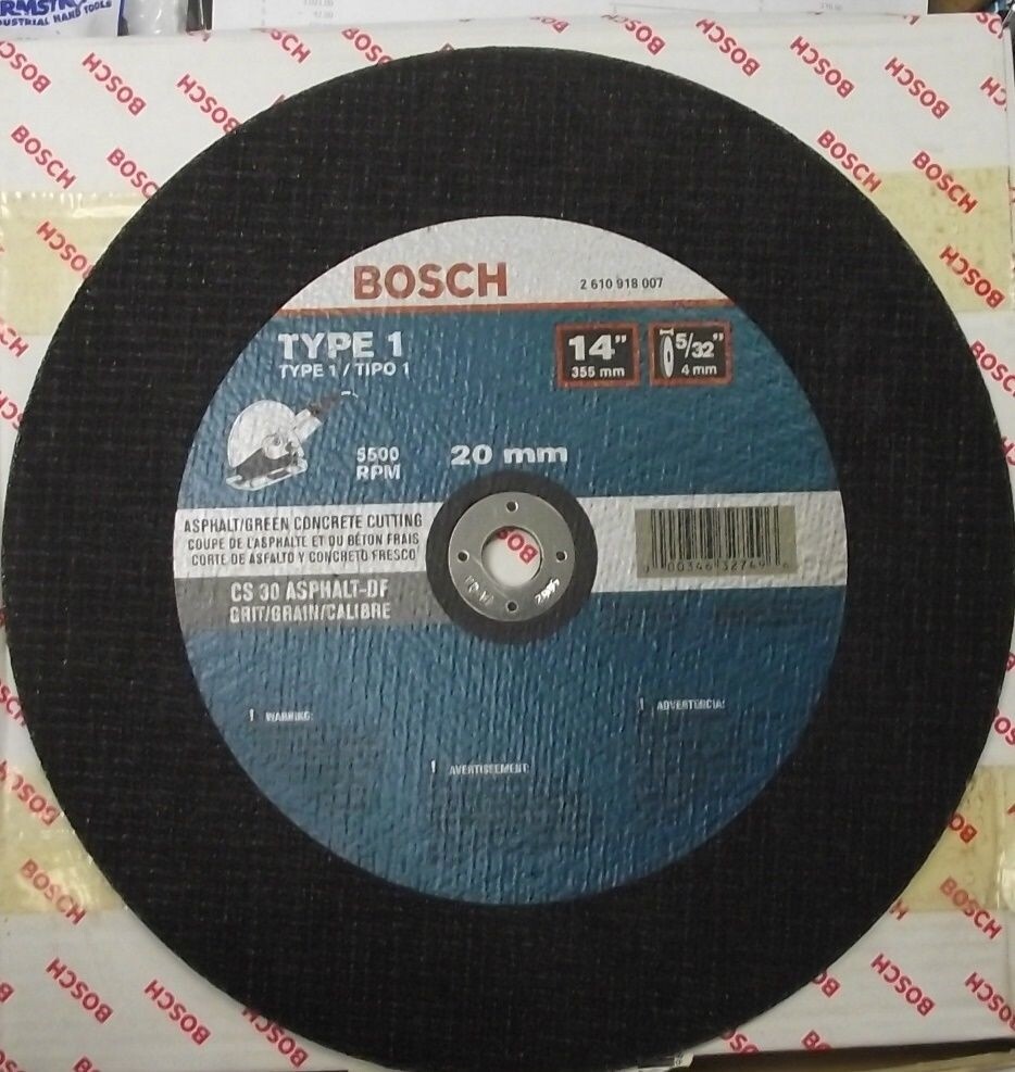 Bosch CWPS1A1420 14″ x 5/32″ x 20mm Arbor Asphalt Cutting Wheel 10pcs. Germany