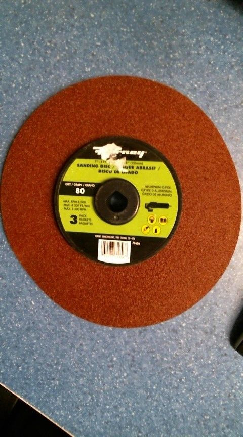 Forney 71656, 7″ Sanding Discs, 80 Grit, Pack of 3 Discs, BENT, FREE SHIPPING