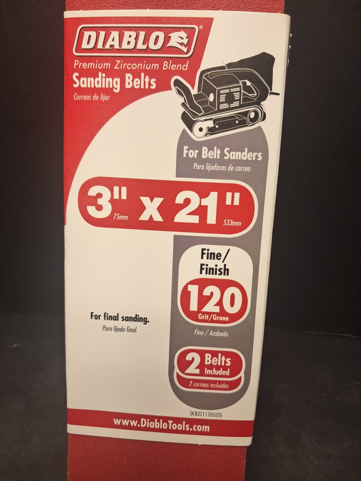 Diablo Sanding Belt 3” W x 21” L 36 Grit Extra Coarse 2 pk OEM Real Diablo