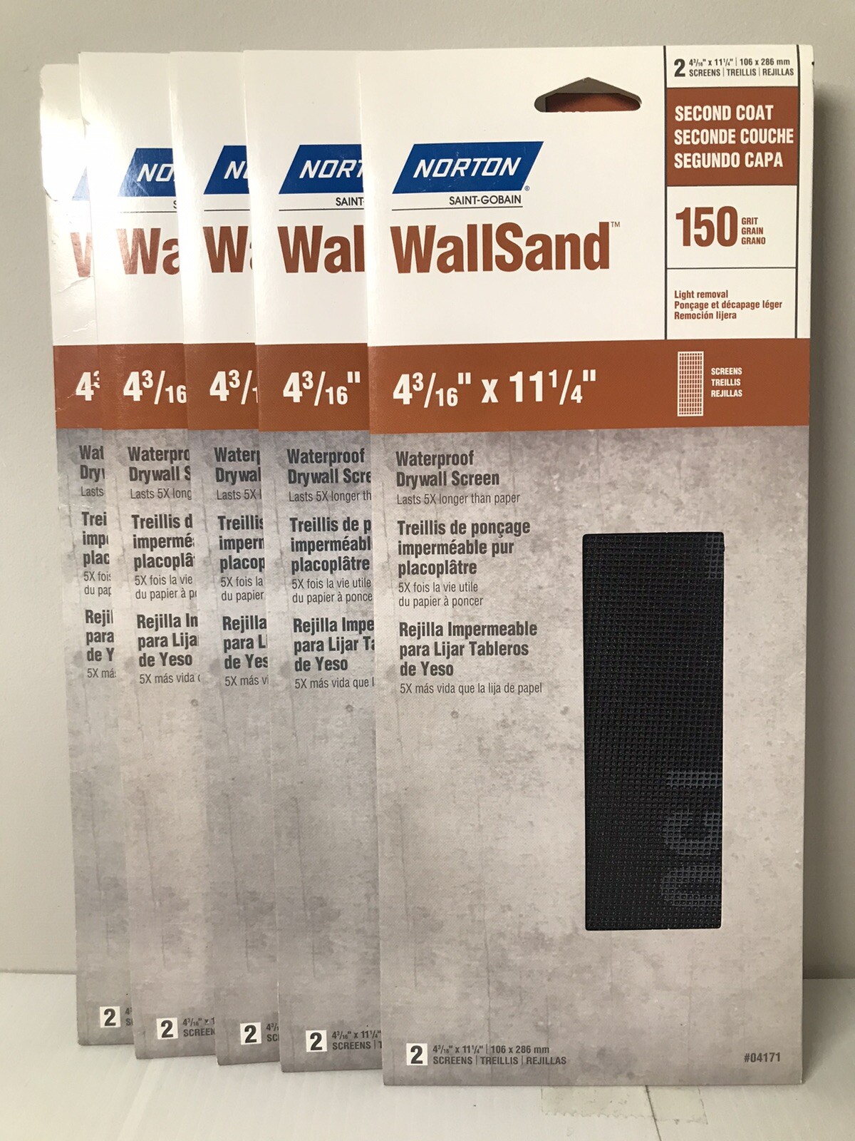 5 Lot Norton WallSand 150 Grit DRYWALL SCREEN Silicon Carbide 076607041715