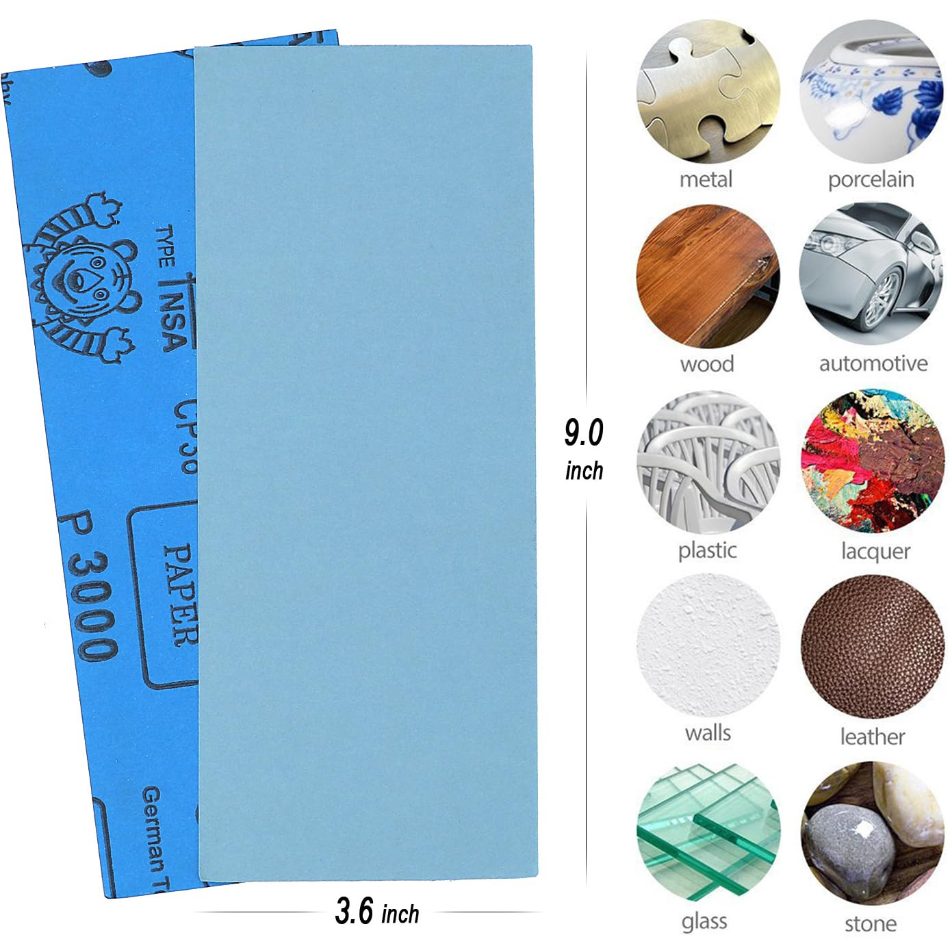 9X3.6 Inch 25 Sheets Sandpaper, Wet and Dry 3000-8000 Grit 5 Assortment Sand Pap