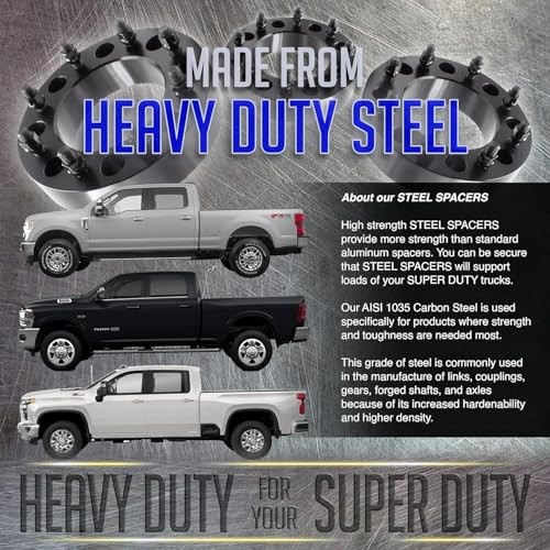 2 Pcs Steel Wheel Spacers 8 on 6.50 DRW – Dual Rear Wheel 2.00″ Steel (2 Pack)