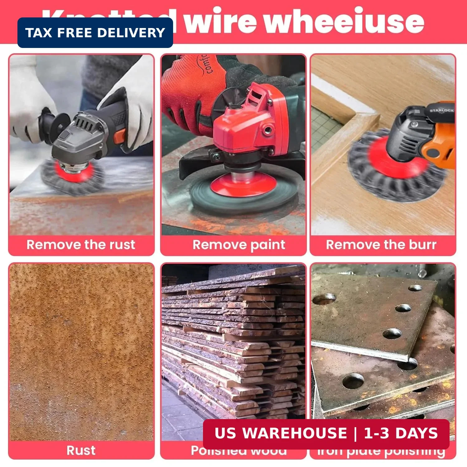8 Pack 4 Inch Wire Wheels for Angle Grinder, Wire Brush Wheel for 4 1/2 Angle Gr