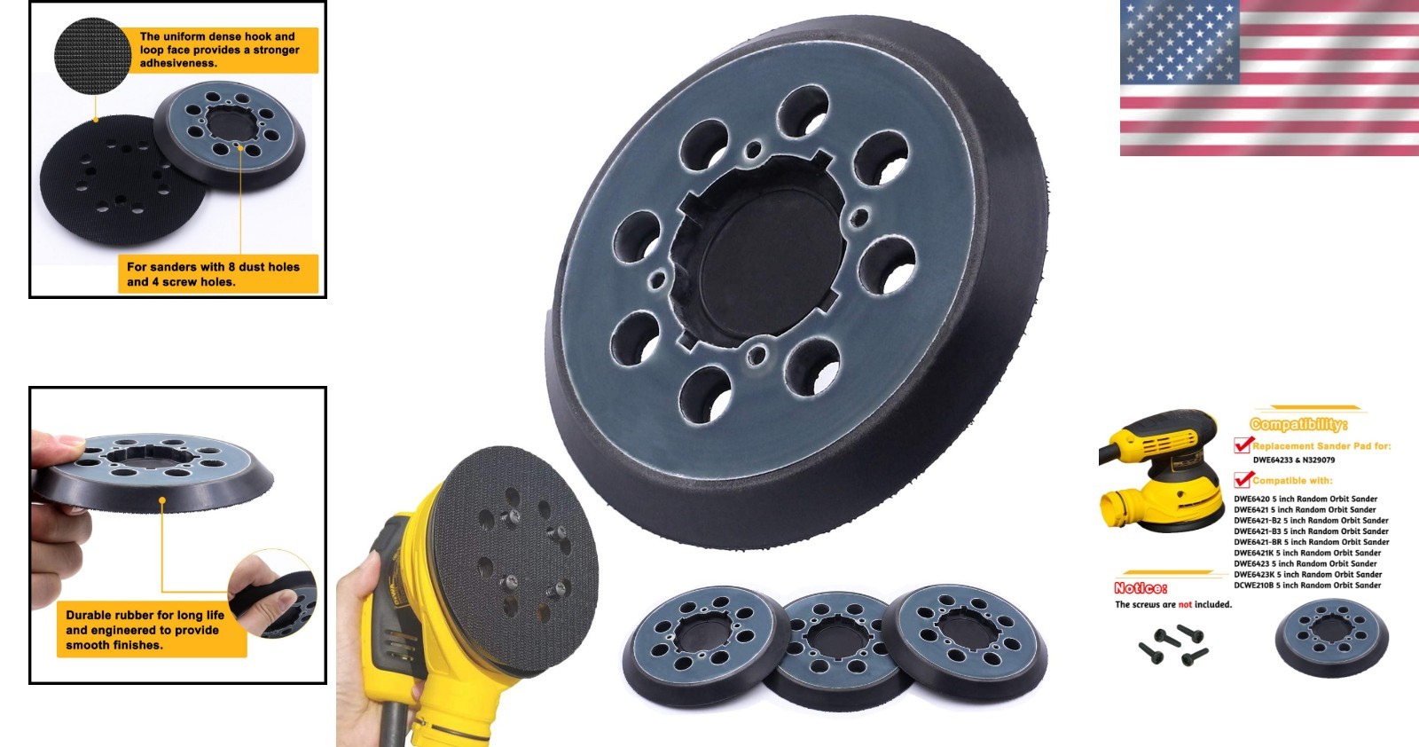 Fine Grit Sanding Pads for DeWalt, 5-Inch, 4 Pack – Easy Fit & Reduced Vibration