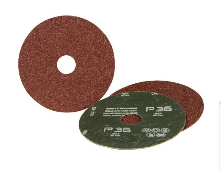 CASE OF 5 PACKS – Ace 4.5 IN. ALUMINUM OXIDE CENTER MOUNT FIBER DISC 36 GRIT NEW