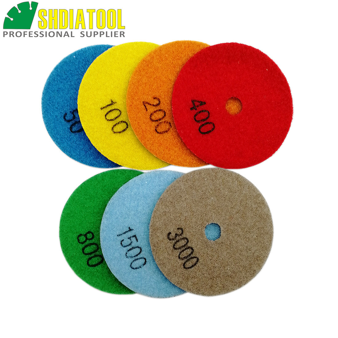 7pcs Diameter 3inch / 80mm Dry Polishing Pads Sanding Disc for Marble Granite