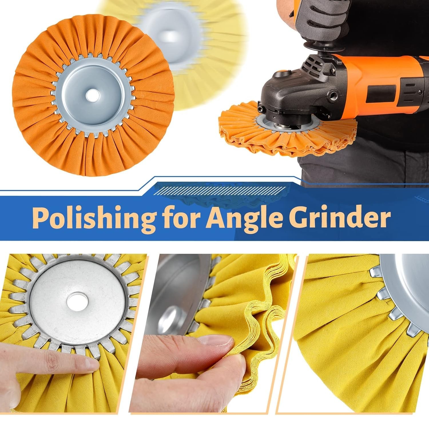 8 Inch Airway Buffing Wheels Aluminum Wheel Polishing Kit in Diameter 5/8 Inch