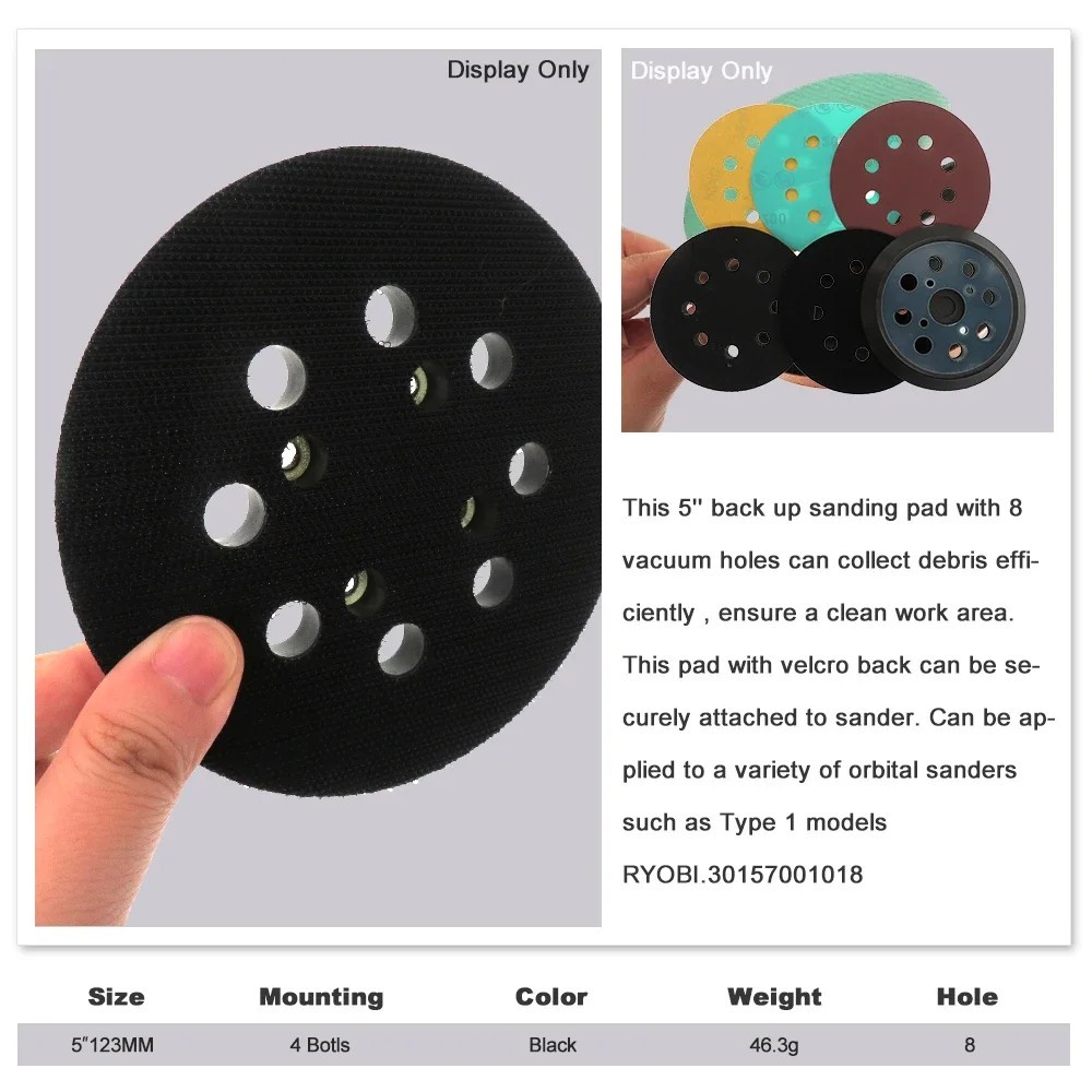Orbital Sander Replacement Pad Hook Loop for Dewalt/Makita/Porter Cable 5inch