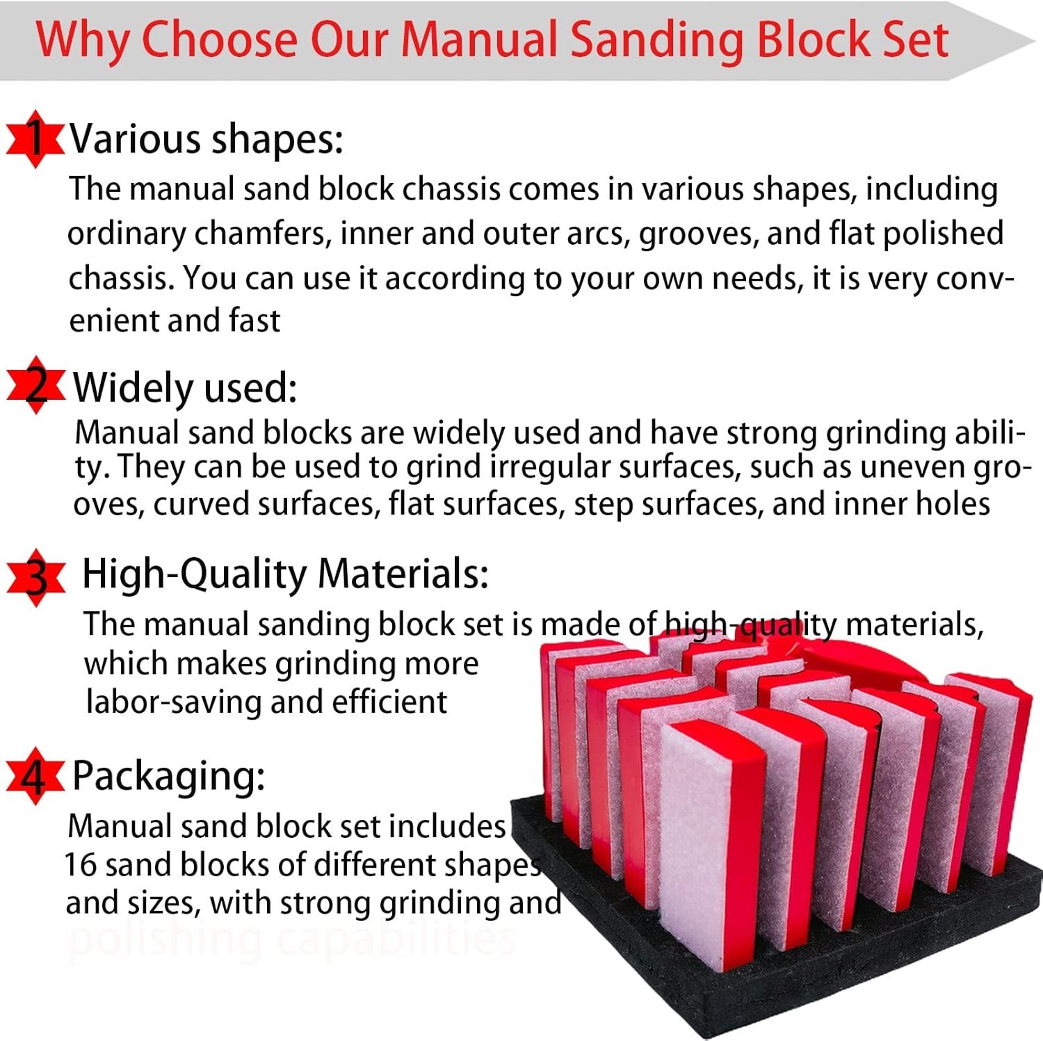 16-Piece Contoured Profile Hand Sanding Block Set
