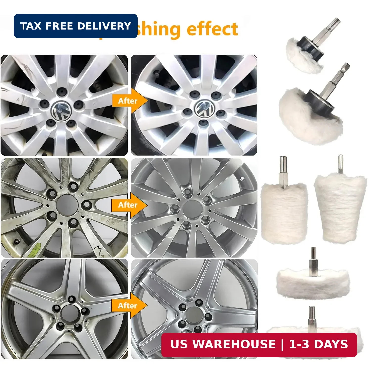 6 pcs Buffing Wheel for Drill,Buffing Pad Polishing Wheel Kits,Wheel Shaped Poli