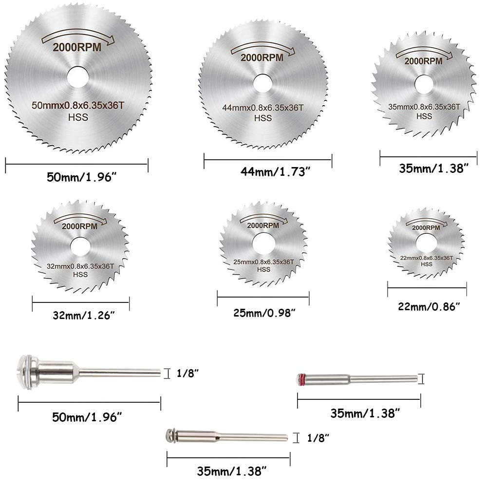 Cutting Wheel Set for Rotary Tool, 88Pcs HSS Circular Saw Blades Diamond Wood Gl
