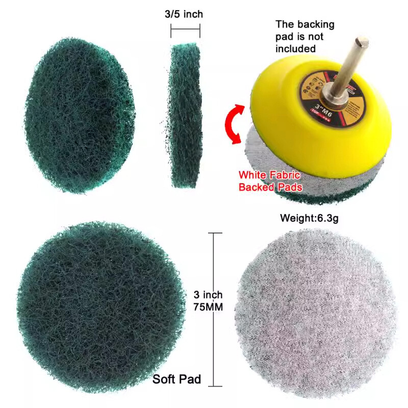 3″ 75mm Hook & Loop Scouring Pads Flocking Sanding Discs 240-3000 Grit Polishing