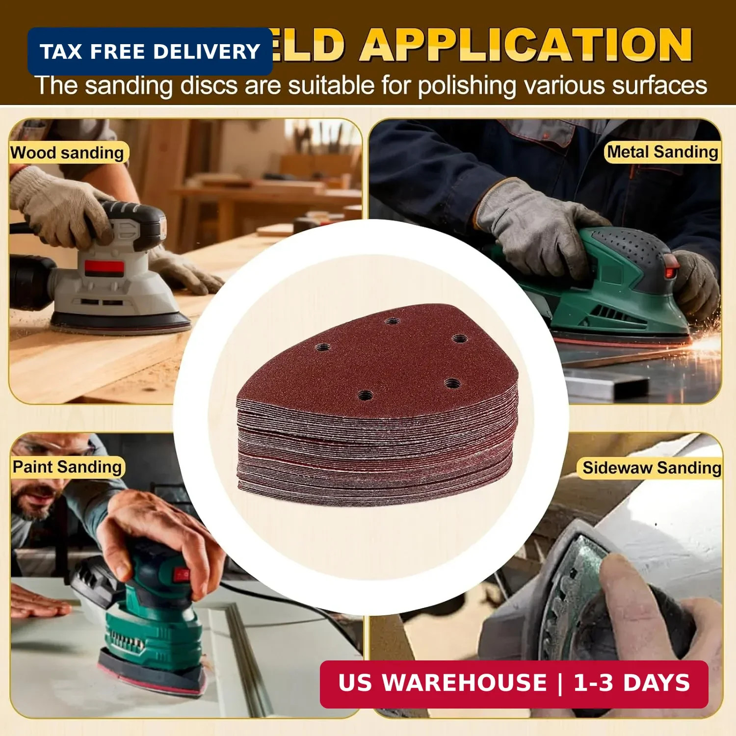55Pcs Mouse Detail Sander Sandpaper Premium Triangle Sanding Pads 9 Grits 40-800