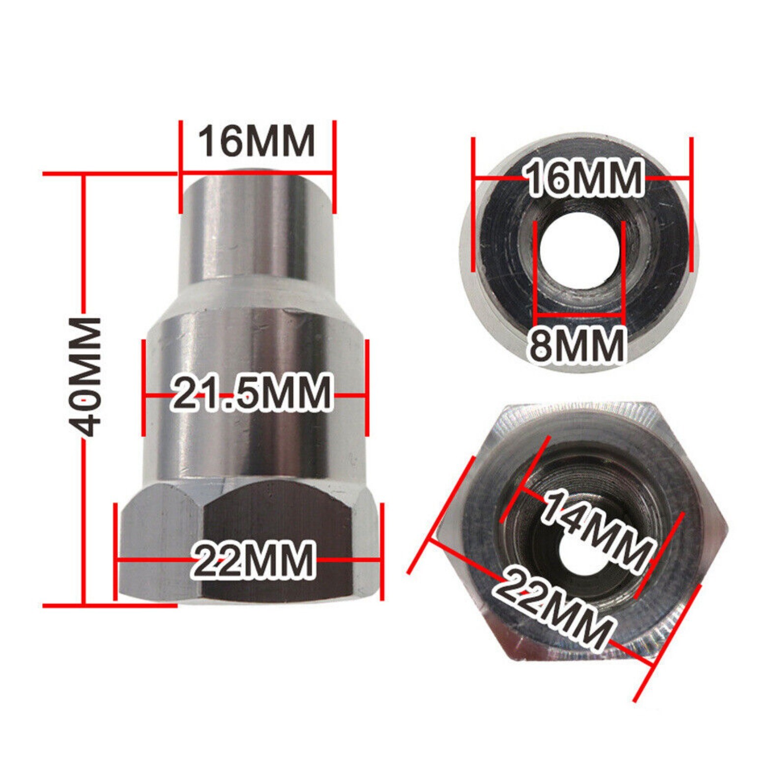 M14 Thread Adapter Connector Converter to M8 5/16-24T for Angle Grinder Polisher