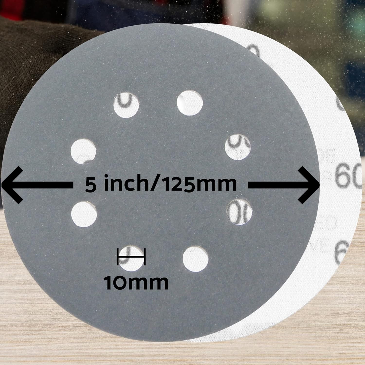 5-Inch Hook & Loop Sandpaper Set – 60 pcs Heavy Duty Grit for Automotive & Wood