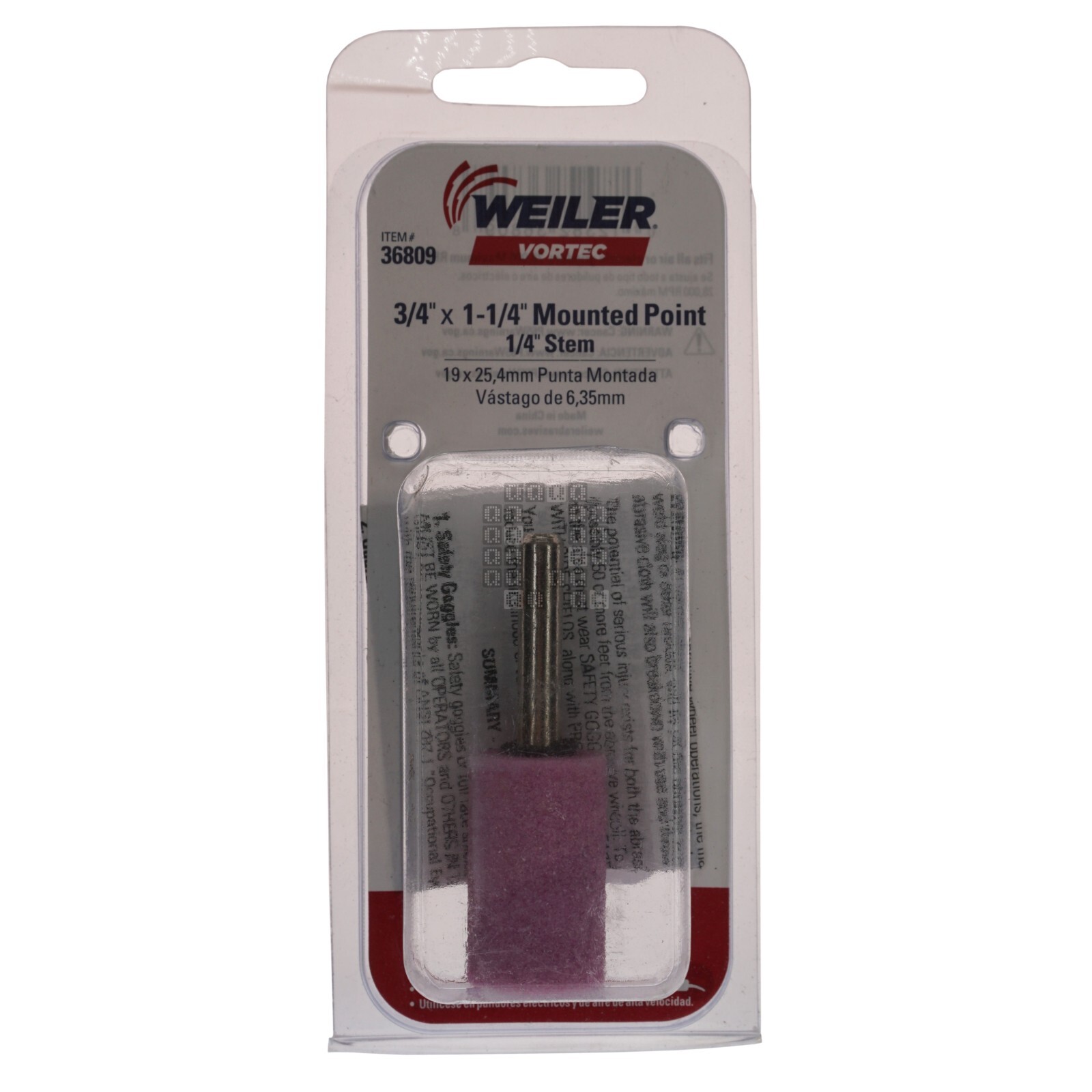 Weiler 36809 Vortec 3/4″ x 1-1/4″ Cylindrical Mounted Point Abrasive Wheel