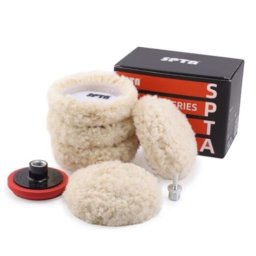 Wool Polishing Pad, 5Pcs 3″(75mm) 100% Natural Wool Buffing Pad with 1Pc