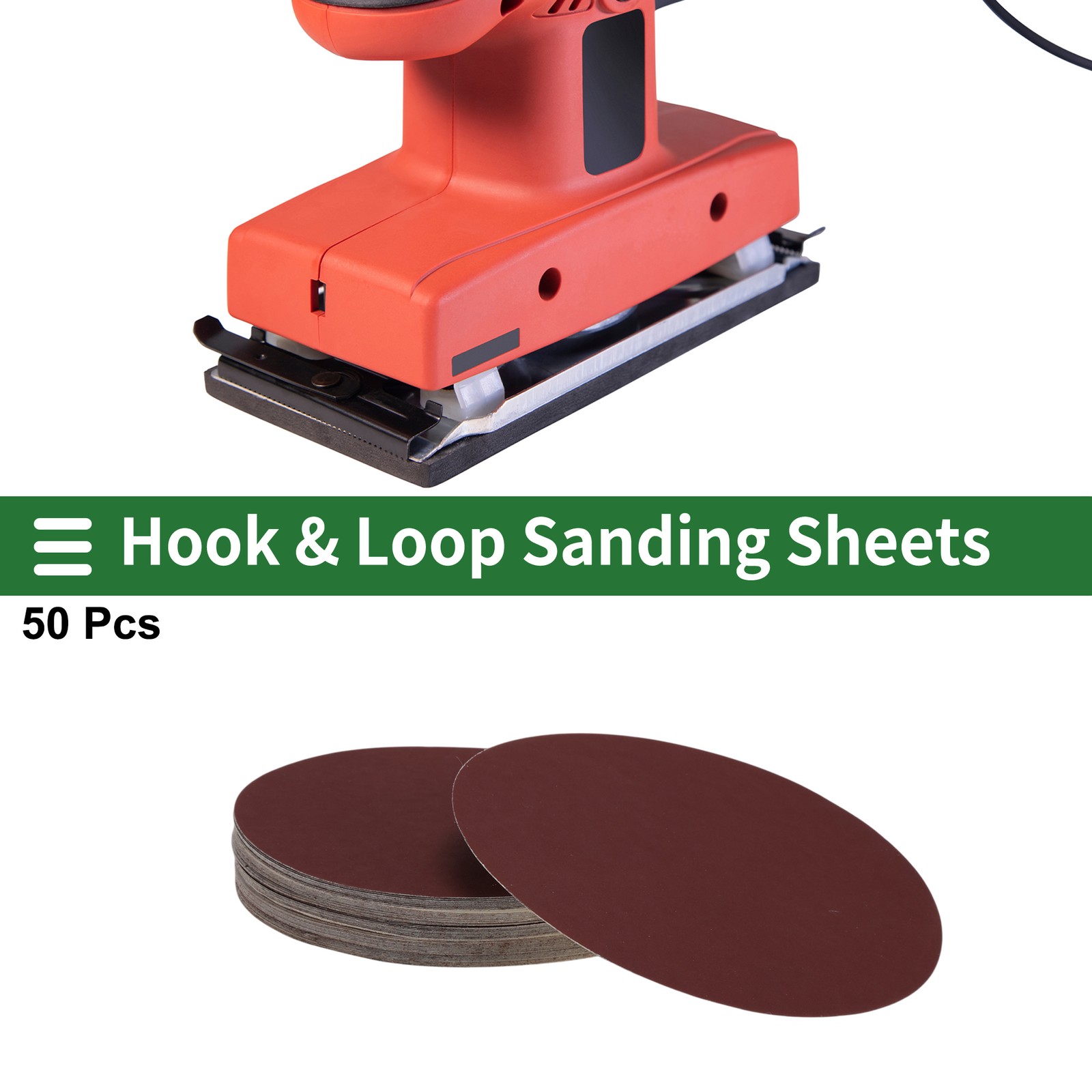 50 Pcs Sandpaper 800 Grit Hook and Loop Sanding Sheets Aluminum Oxide Red