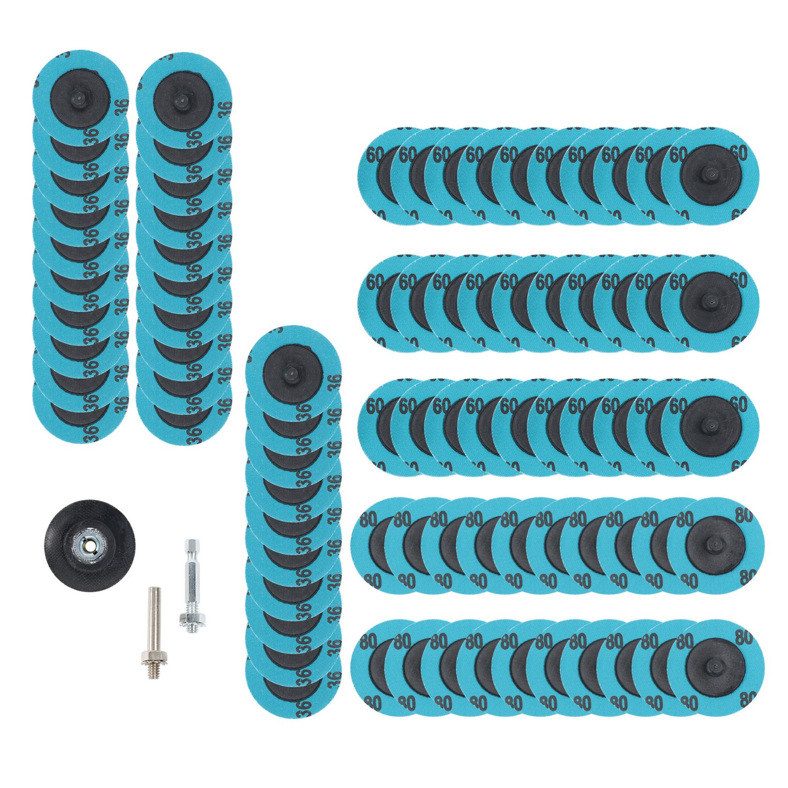 2 Inch Roll Lock Quick Type Change Sanding Discs 36/60/80 Grit Set of 80