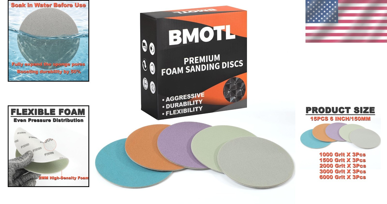 Automotive Polishing Kit: 6-Inch 3D Sanding Discs (15-Count)