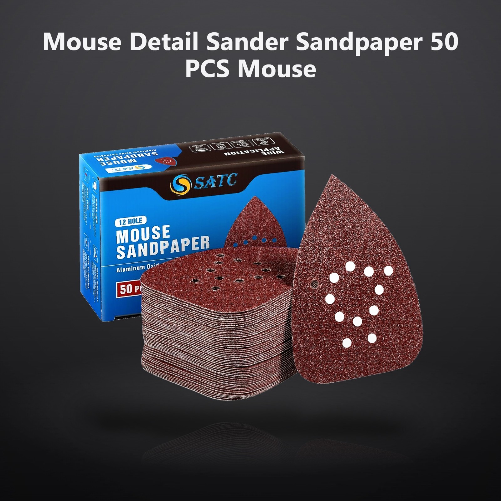 Mouse Detail Sander Sandpaper 50 PCS Mouse Sanding Pads 12 Hole Mouse Sandpap…