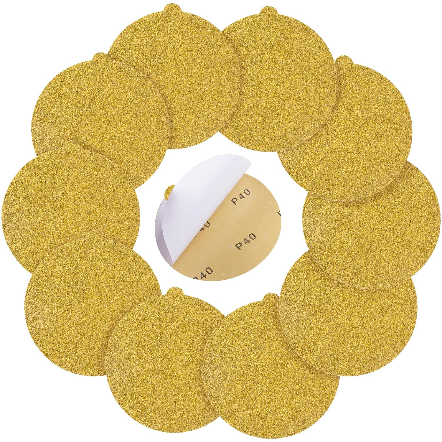 50 PCS 6 Inch PSA Sanding Discs 40 Grit Self Adhesive Sticky-Back Sandpaper for