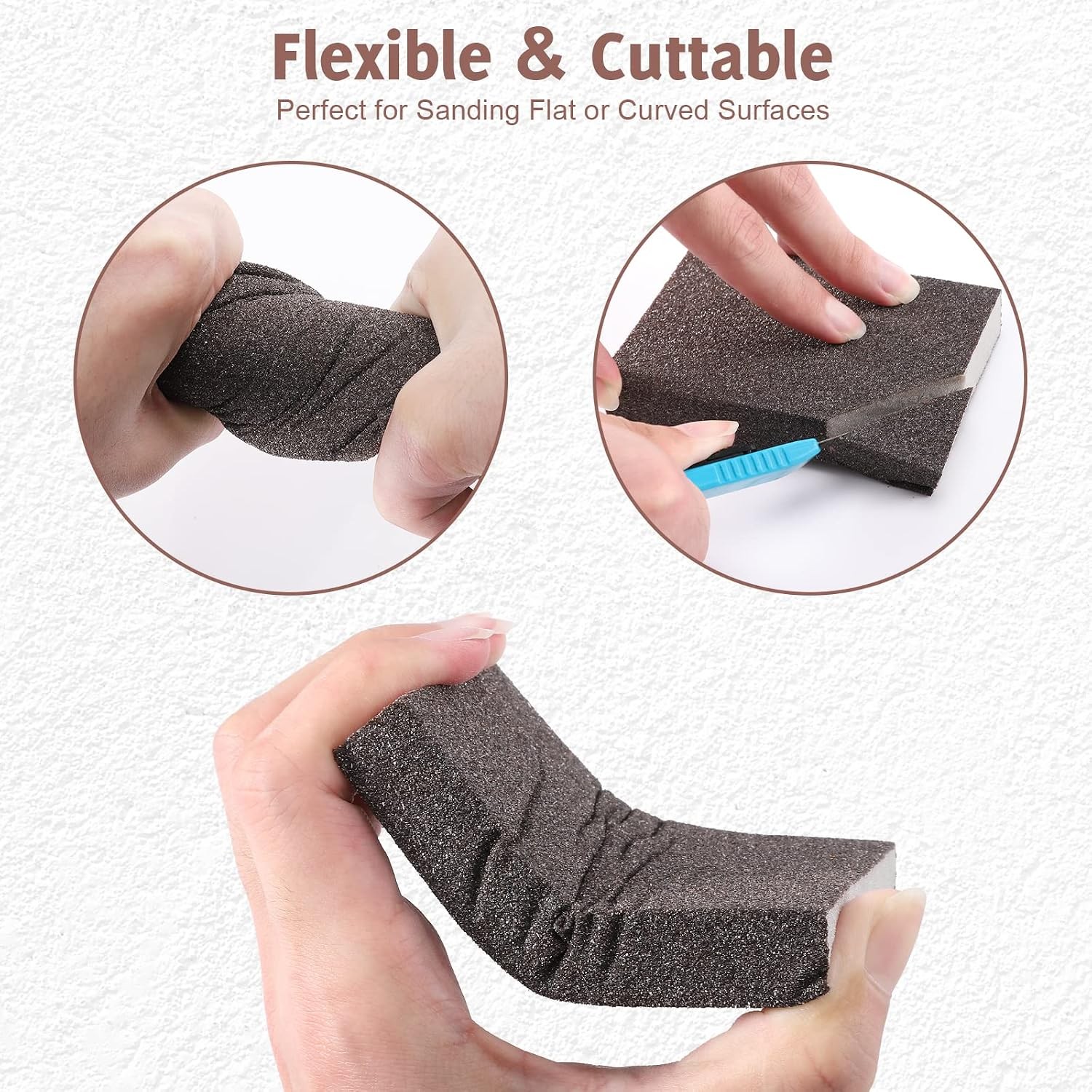 8PCS Sanding Sponge, Sanding Blocks of 60/80/120/220 Assorted Grits, Flexible