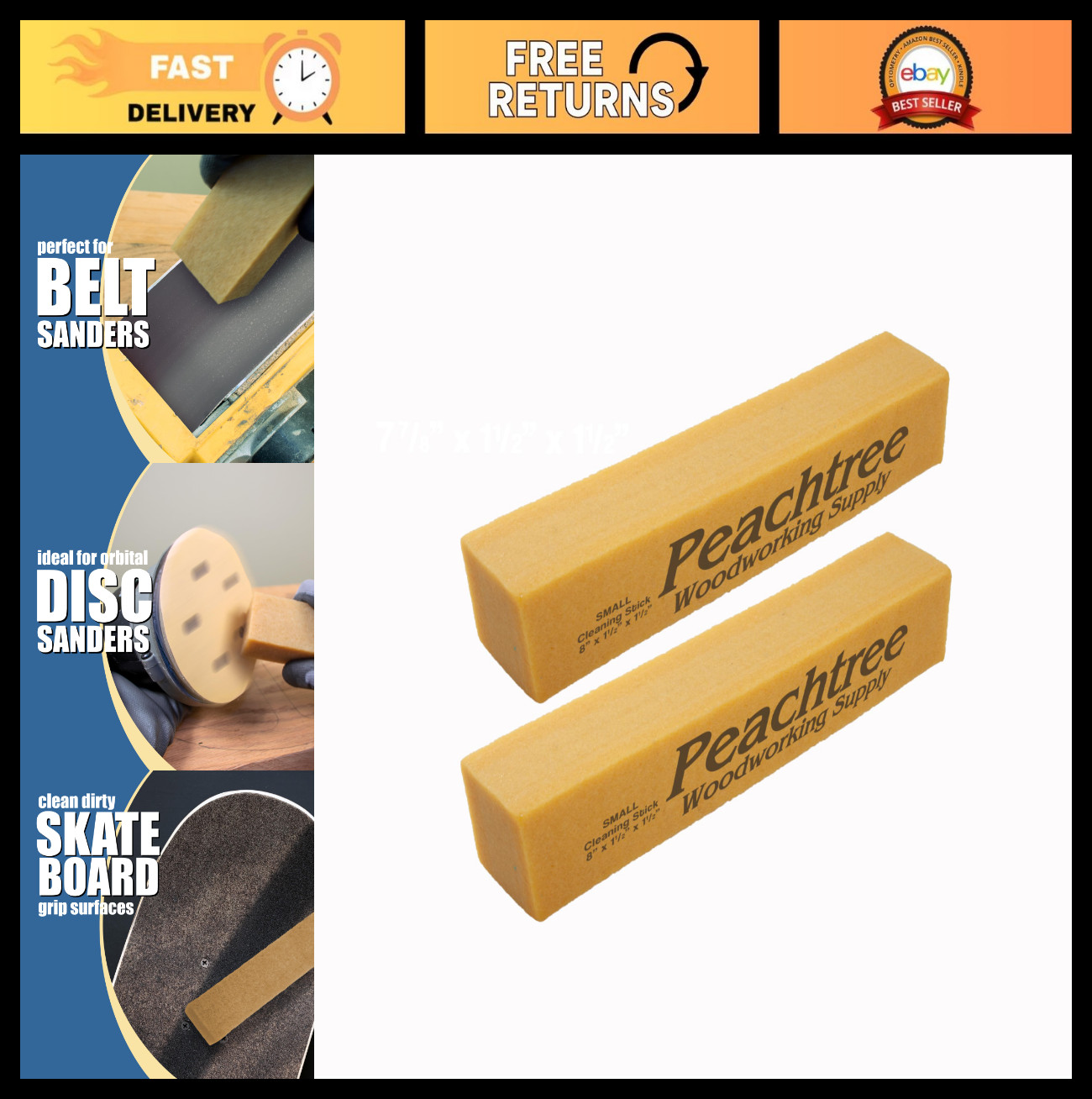 Abrasive Cleaning Stick for Sanding Belts & Discs | Rubber Dust Remover Block 2-
