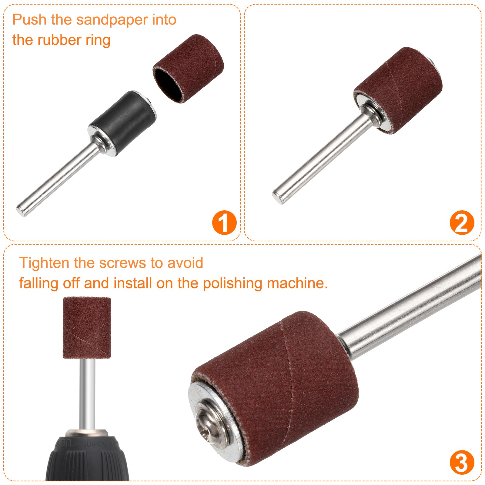 200pcs Sanding Drums 3/8 Inch Grit 400 Sanding Sandpaper Mini Sanding Sleeves