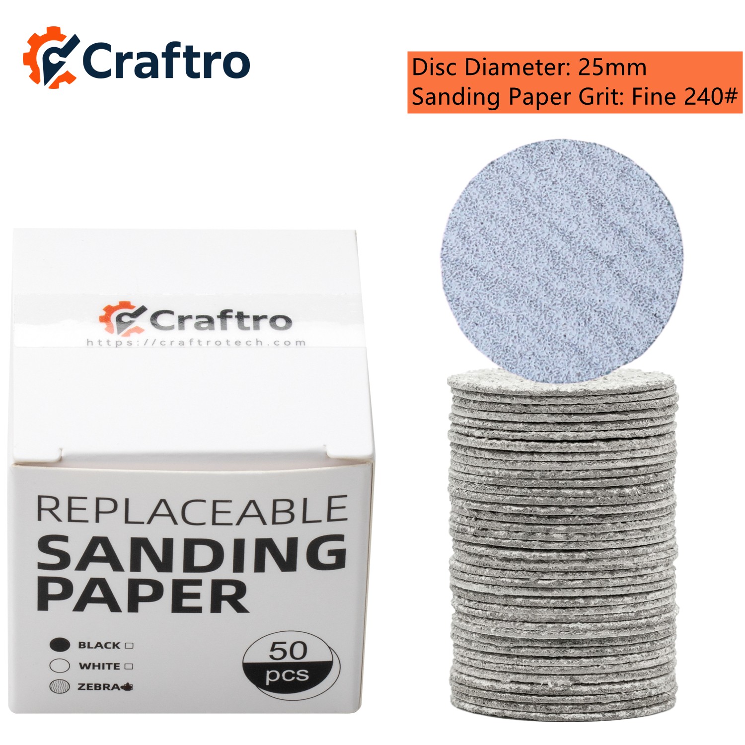 Craftro Aluminum Oxide Sandpaper Stainless Less Disc C M F Grit 3/32” Shank