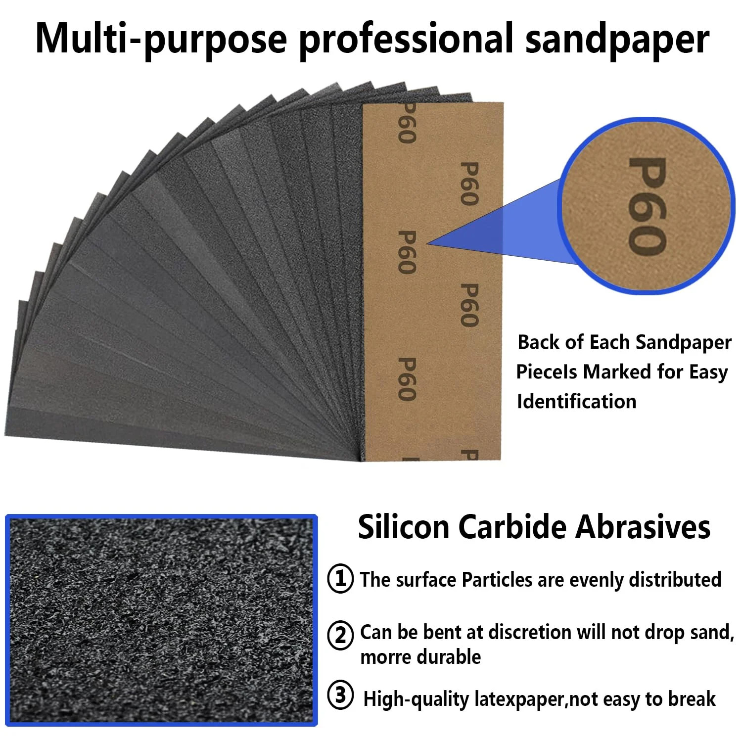 42PCS Sandpaper Assortment, 120 to 3000 Grit 9 x 3.6 Inch Wet Dry Sand Paper for