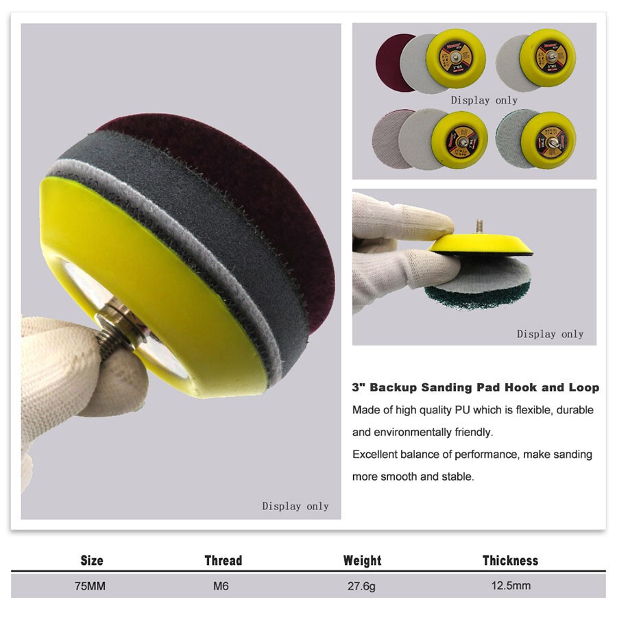 3″ 75mm DA Sanding Pad M6/M8 5/16″×24 Hook Loop Backing Air Sander for Vibratite