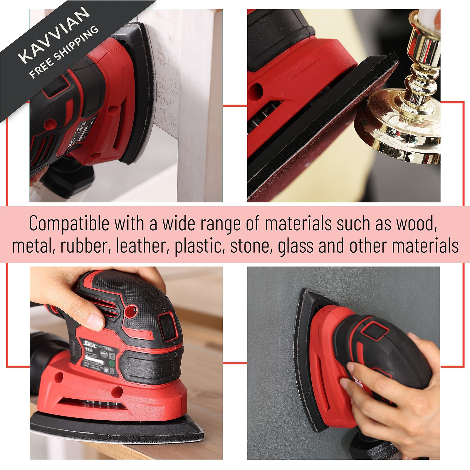 Bates- Mouse Detail Sander Sandpaper, 30 pcs, 30 40-240 Grits, Red