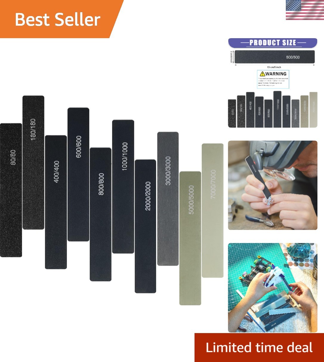Craftsmen’s Choice: 10 Pcs Sanding Sticks with Assorted Grits & Classic Style