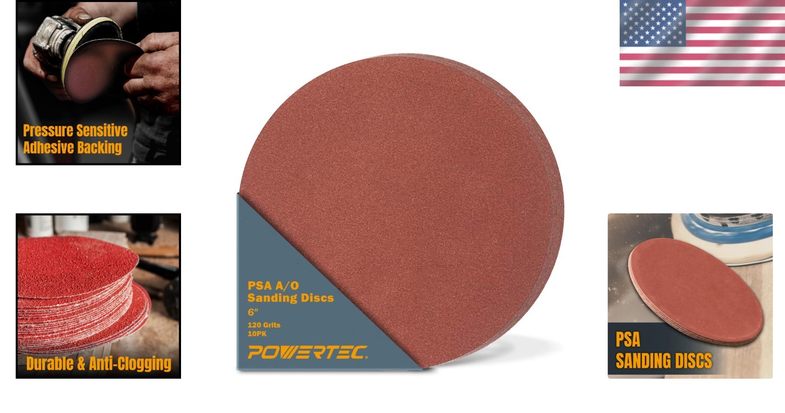 Efficient 6″ 120 Grit Aluminum Oxide Self-Stick Sanding Discs – 20 Count