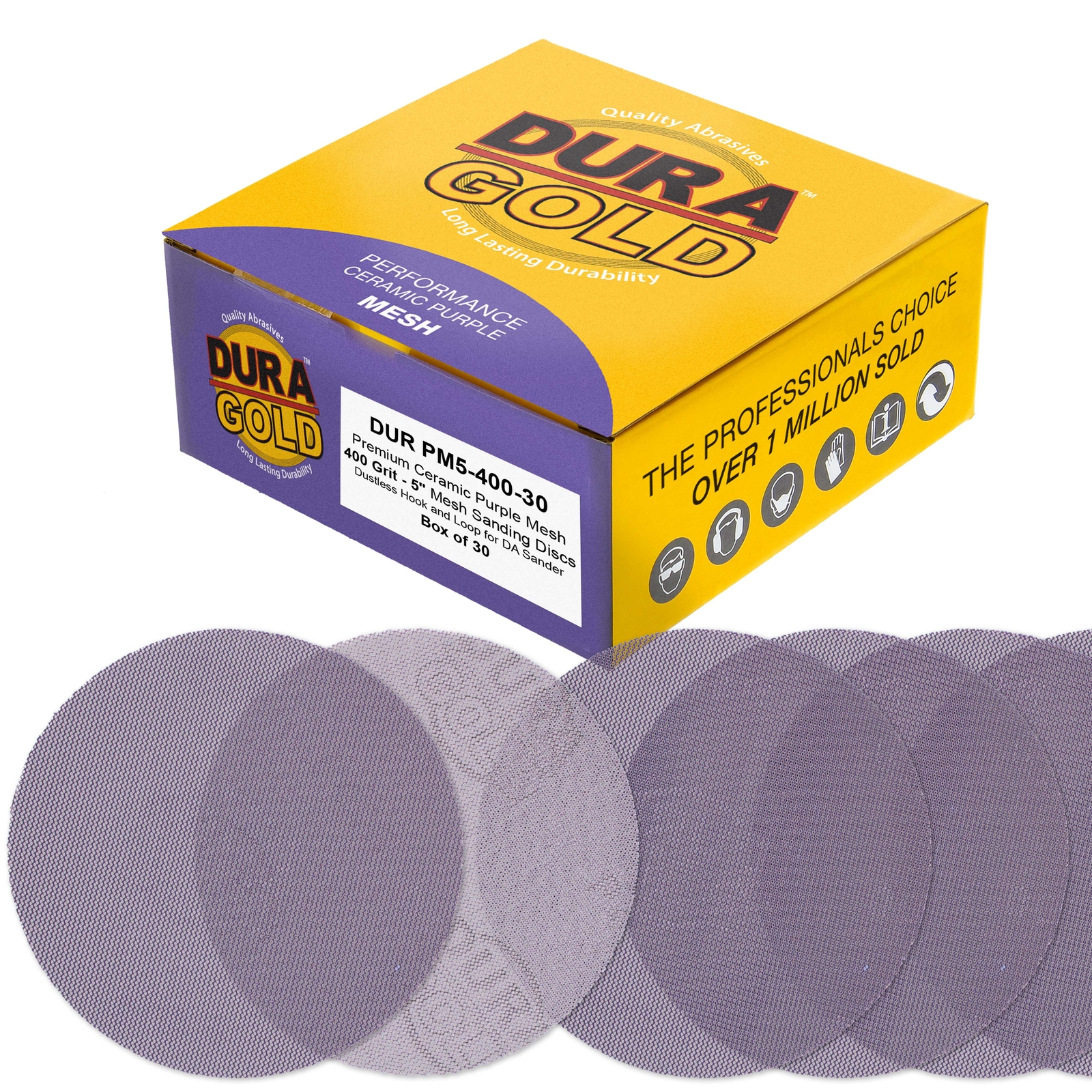 400 Grit 5″ Purple Ceramic Mesh Sanding Discs, Box of 30 – Hook & Loop Sandpaper