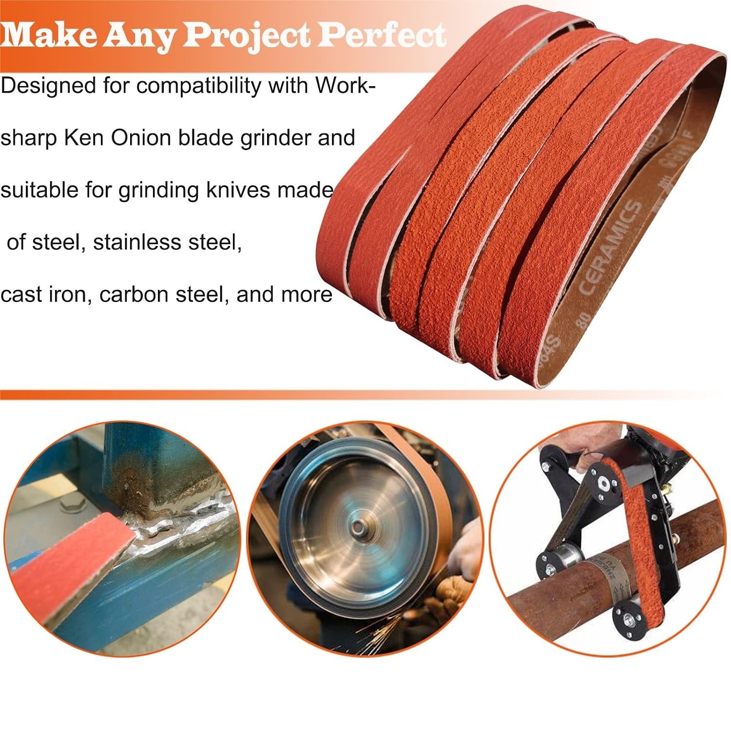 Durable 6-Pack 2″ x 42″ Ceramic Sanding Belts – Ideal for Tough Grinding Tasks