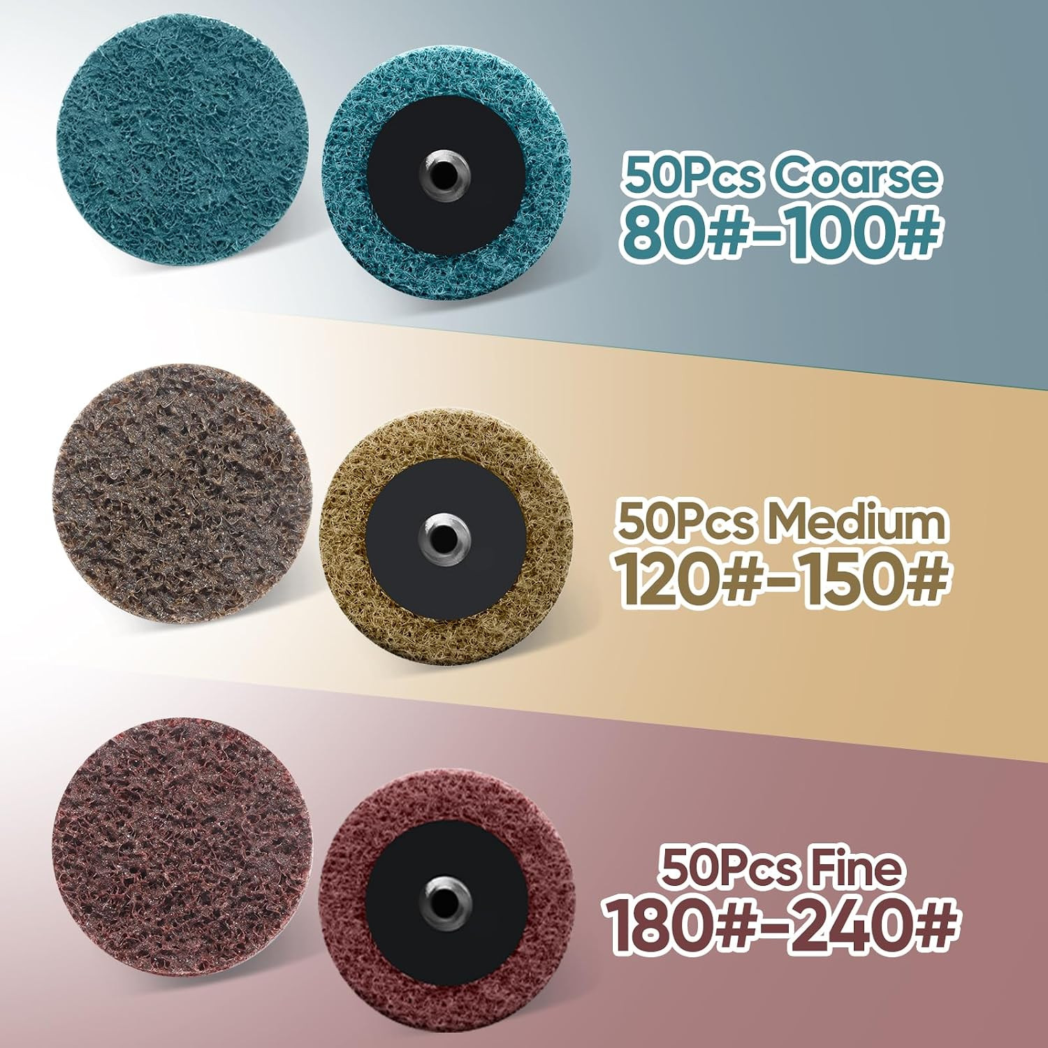 150 Pcs 2″ Quick Change Sanding Discs for Grinding, Polishing & Finishing