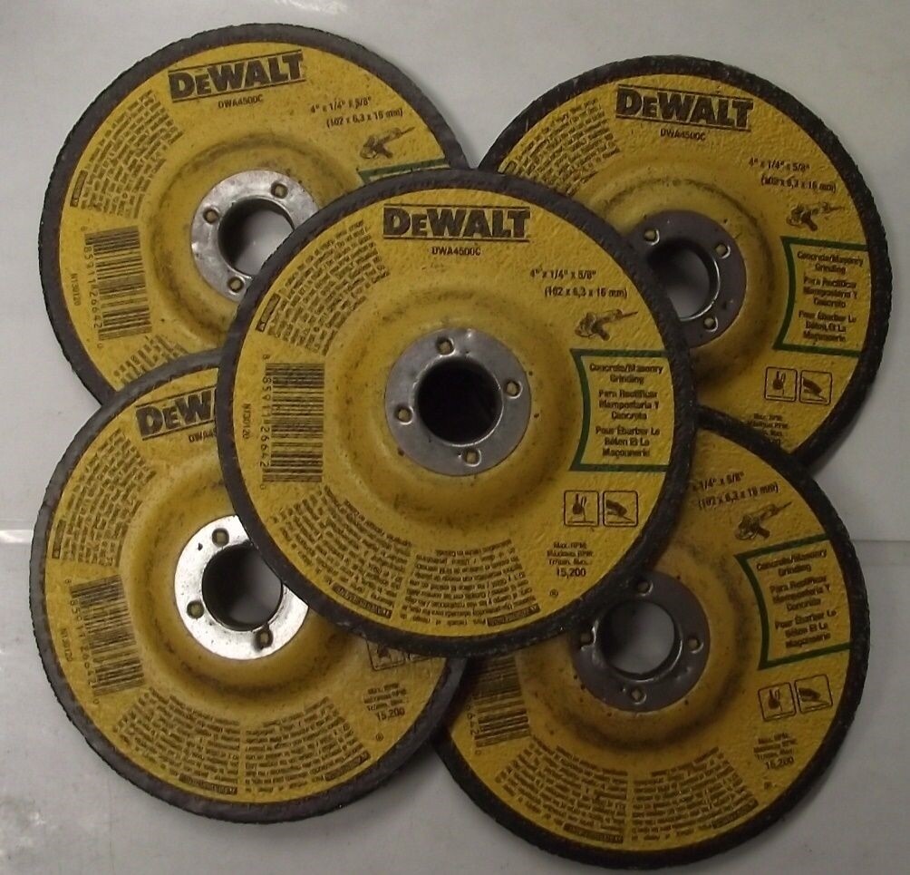 DEWALT DWA4500C 4″ x 1/4″ x 5/8″ Concrete Masonry Grinding Wheels 5pcs.
