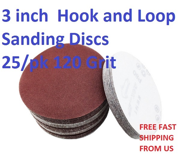 3 inch Hook and Loop Sanding Discs 25/pk 120 Grit