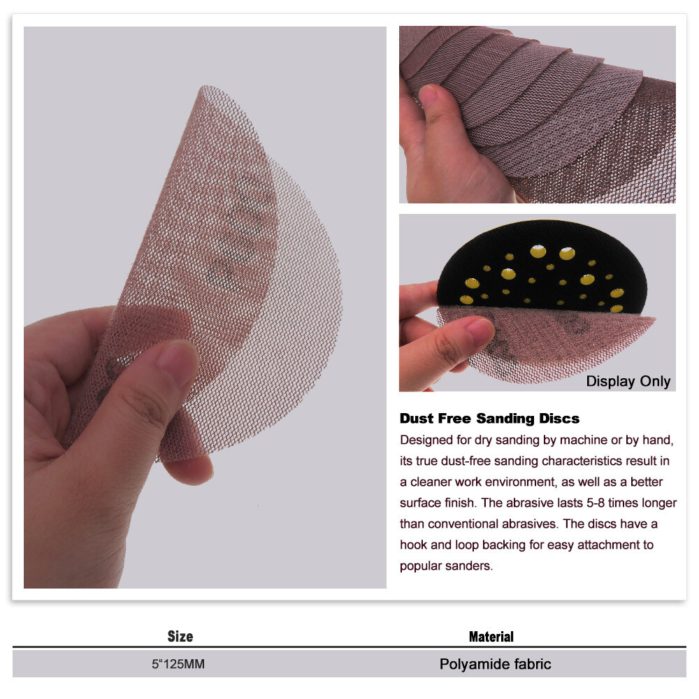 125mm/150mm Mesh Abrasive Dust Free Sanding Discs Sandpaper Dry Use 80# – 1000#