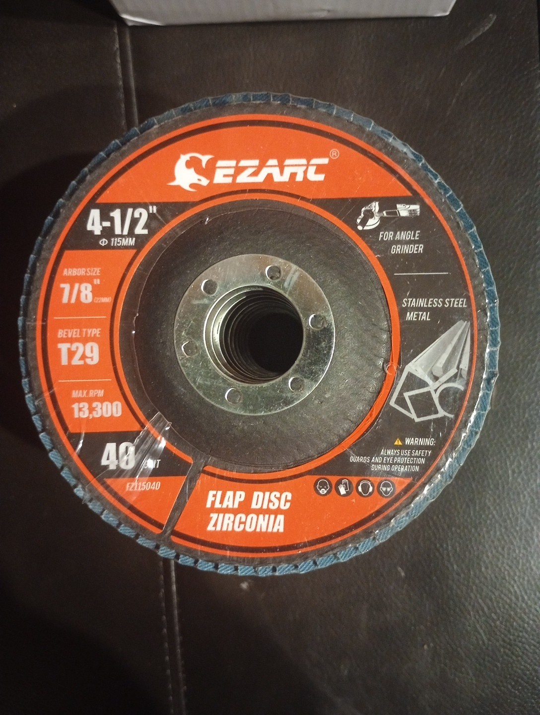 EZARC 40 Grit Flap Discs 4 1/2 x 7/8-Inch Type 29 Zirconia Sanding Disc 10 Pack