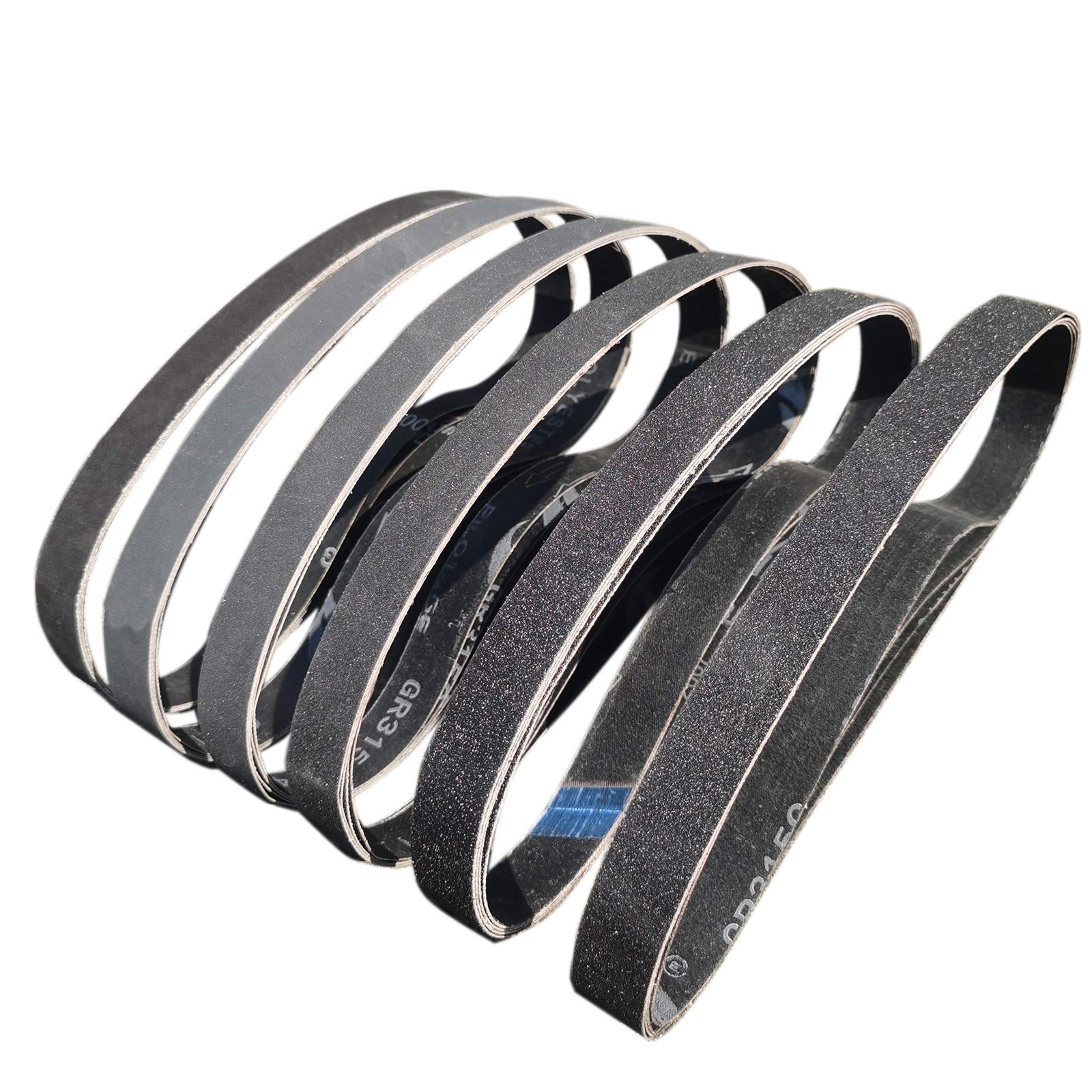 24 PCS 1 x 30 Inch Silicon Carbide Sanding Belts Assortment- 1 x 30, Black