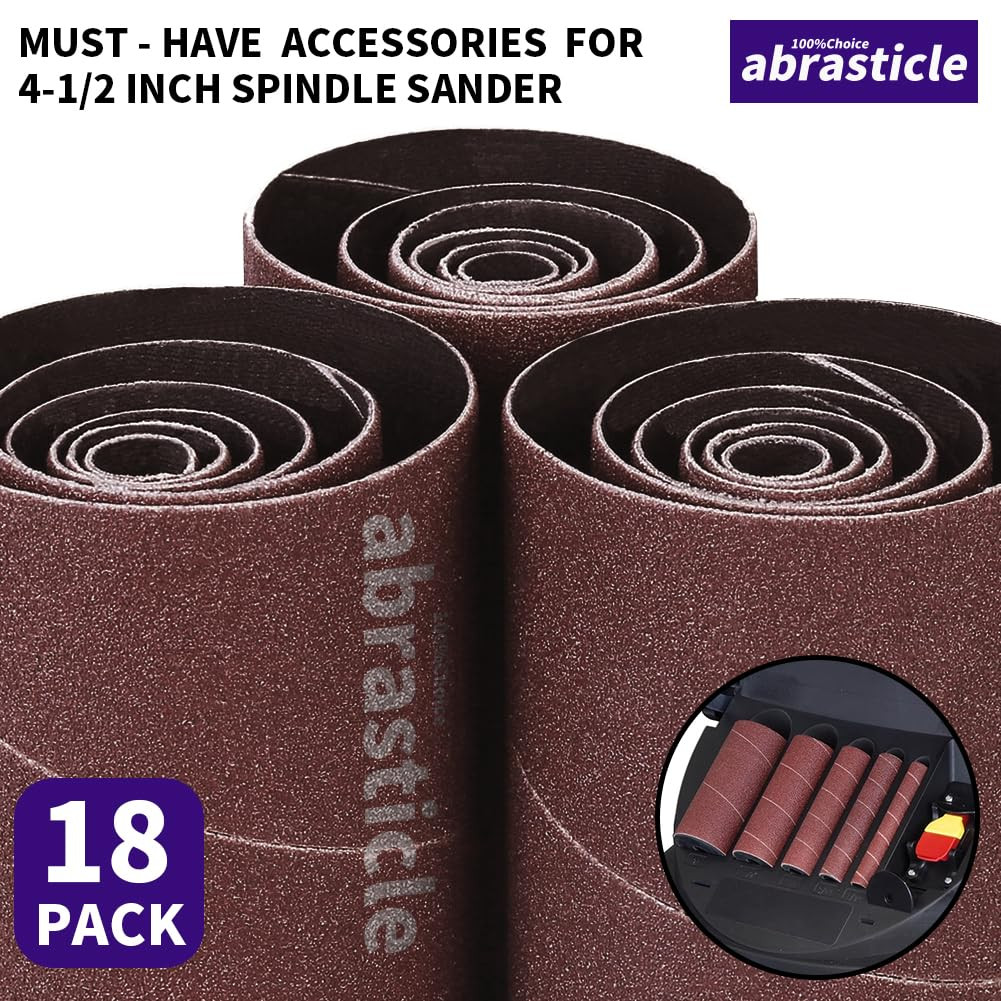 18 Pack Spindle Sander Sleeves, Sanding Sleeves for Oscillating Sander, 120 Grit