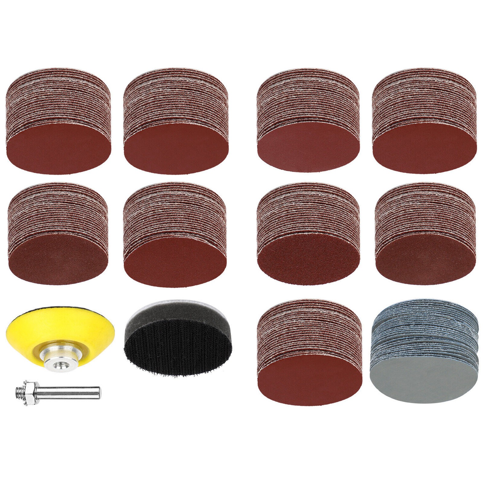 303Pcs 2″ Sanding Disc Hook Loop Sander Paper Backer Pad + Drill Adapter Set