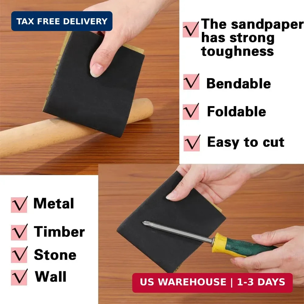 42Pcs Sandpaper Assortment,120/220/400/600/800/1000/2000 Grit, 9 x 3.6 Inch, Wet