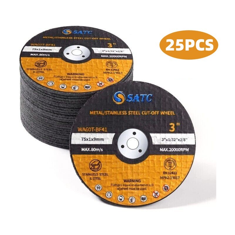 25 PCS Cut Off Wheels 3″x1/32″x3/8″ Ultra Thin Die Grinder Metal Cutting Discs