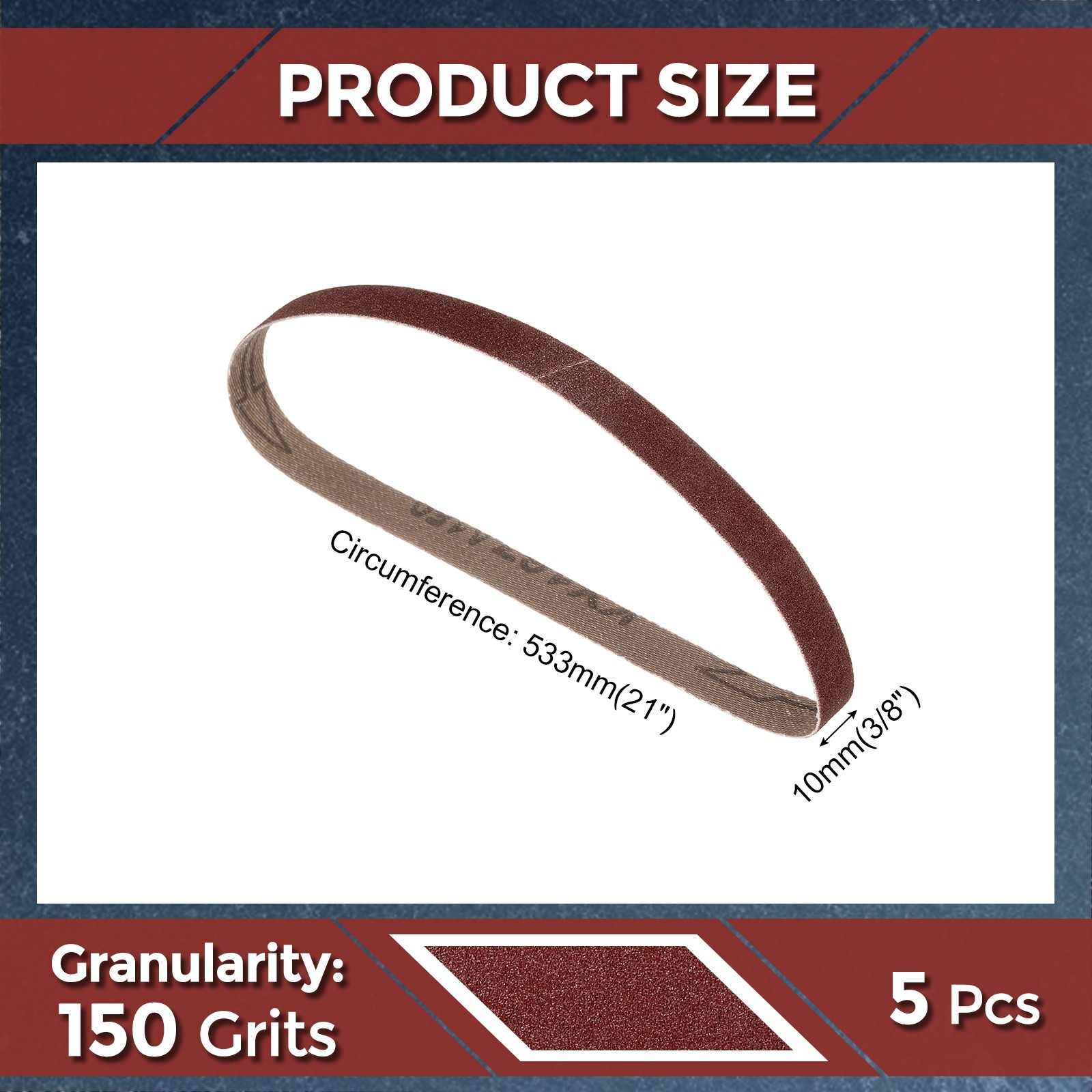 5 Pcs Sanding Belts 3/8 x 21 Inch 150 Grit Aluminum Oxide Abrasive Sandpaper
