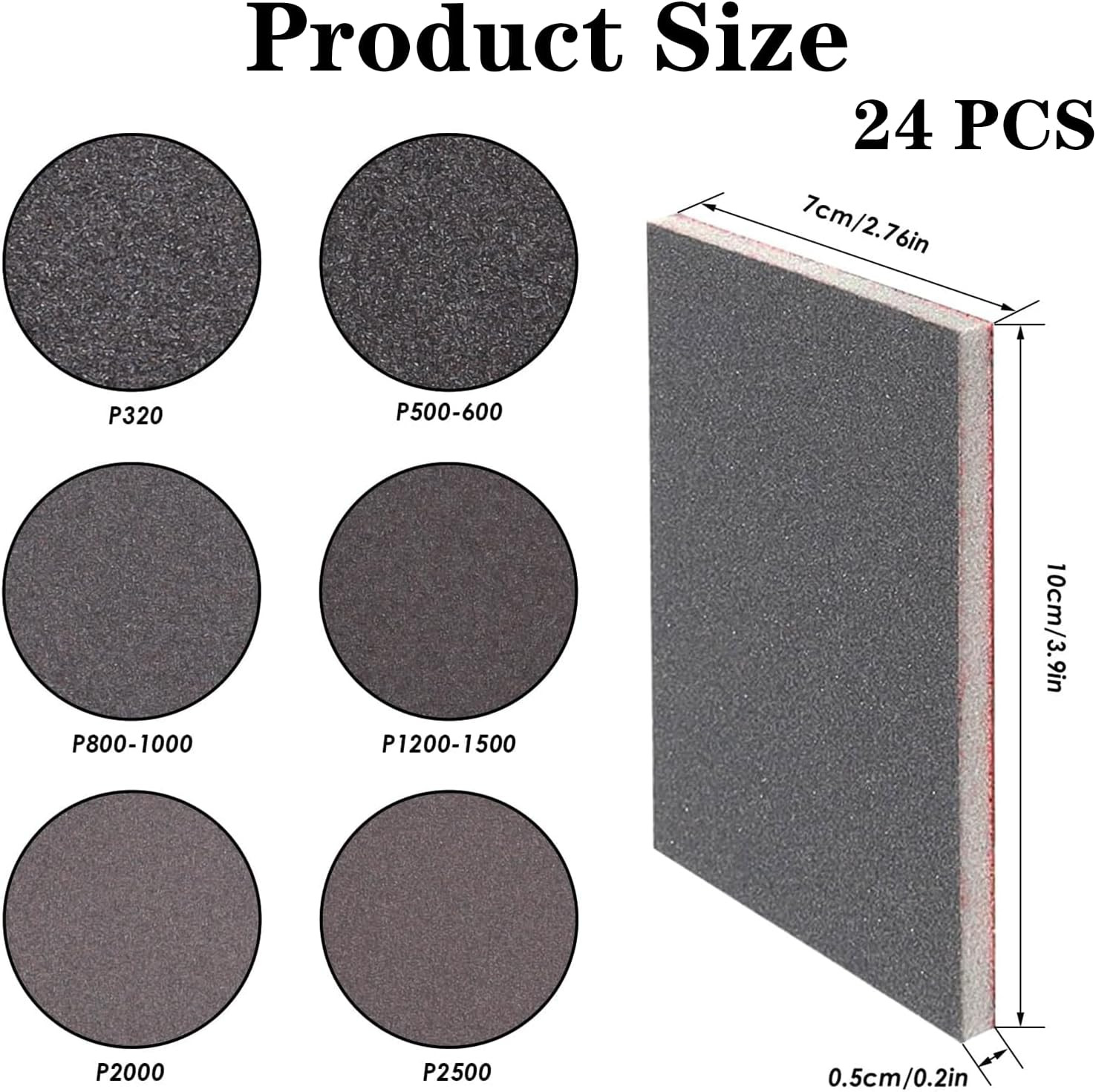 24Pcs Sanding Sponge, 320-3000 Grit, Ultra Fine Wet Dry Flexible Hand Sanding Pa